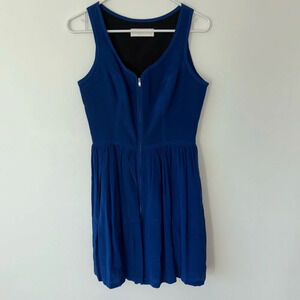 Amanda Uprichard Royal Blue Silk Mini Flowy Sleeveless Full Zip Dress Formal